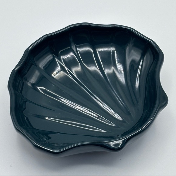 Pfaltzgraff Sea Shell Soap Dish Trinket Dish Key Tray Hunter Green 5 1/2 x 5" - Picture 1 of 8